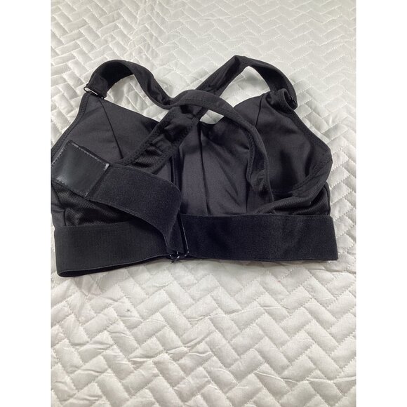 Black Front Closure Sports Bra With Adjustable Straps &Pads Size L Gymwear NWOT - Picture 7 of 8